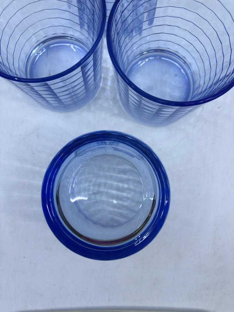 4 BLUE TINT SHORT GLASSES GRID DETAIL.