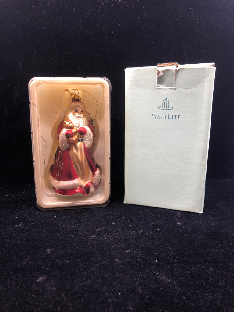 PARTYLITE FATHER CHRISTMAS ORNAMENT IN BOX.