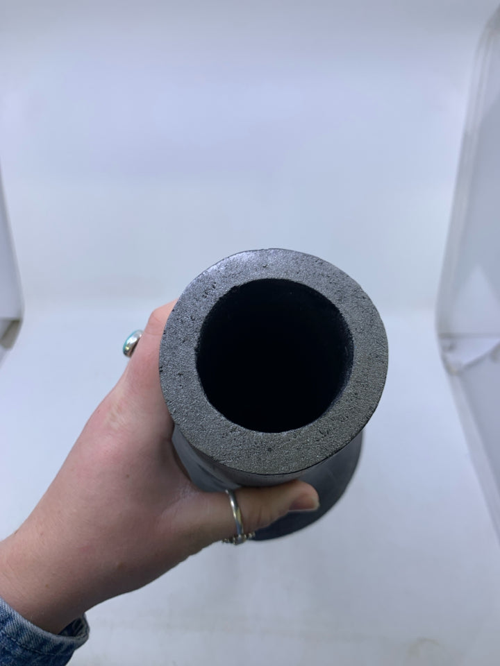 TAN WOOD METALLIC COLORED ABSTRACT VASE.