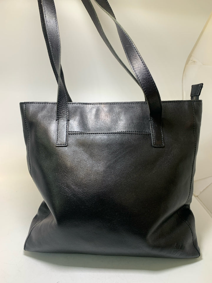 Patricia Nash Viana Black Leather Tote Bag w/ Exterior Pocket