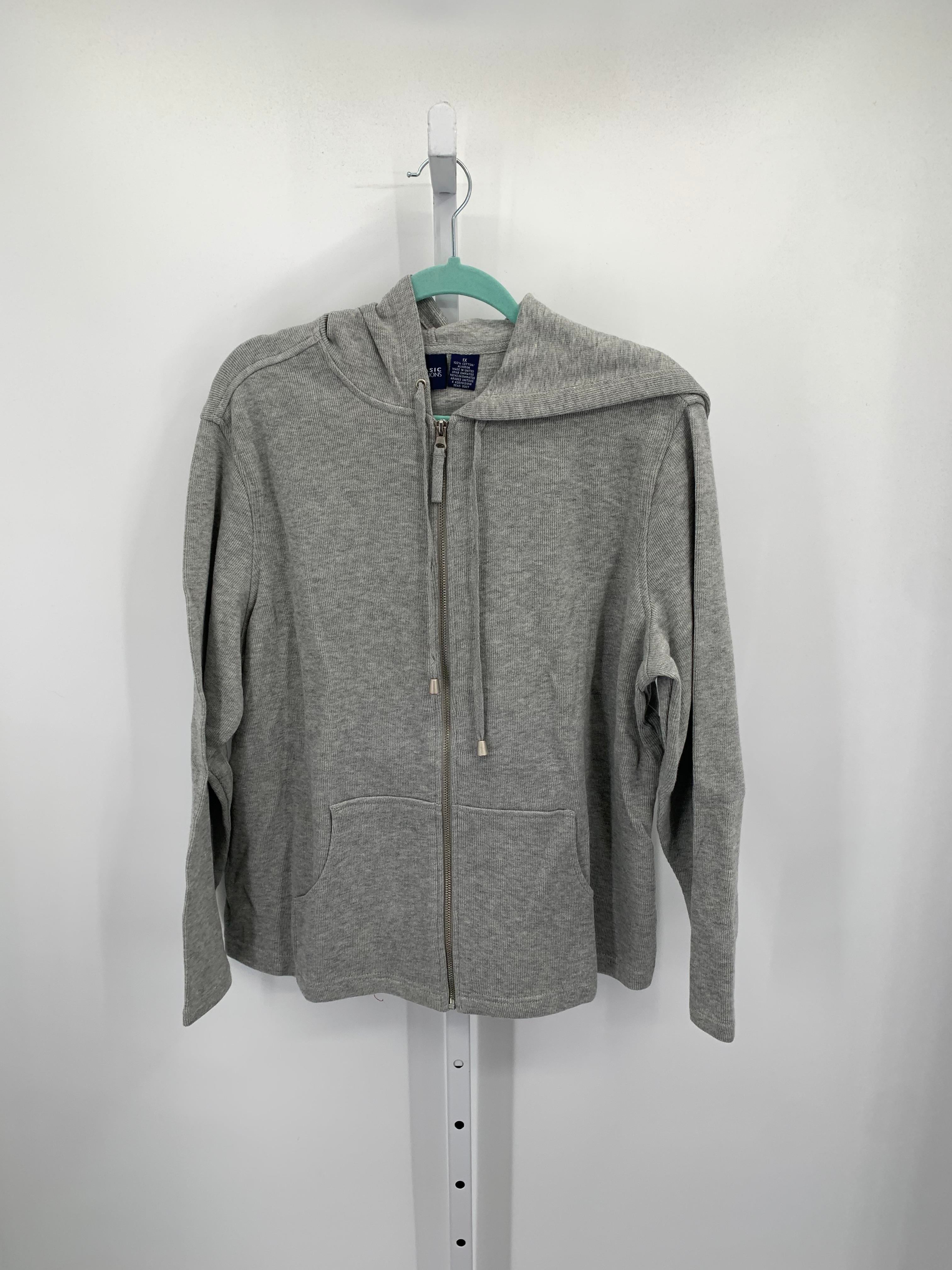 Basic Editions Size 1X Womens Sweat Jacket