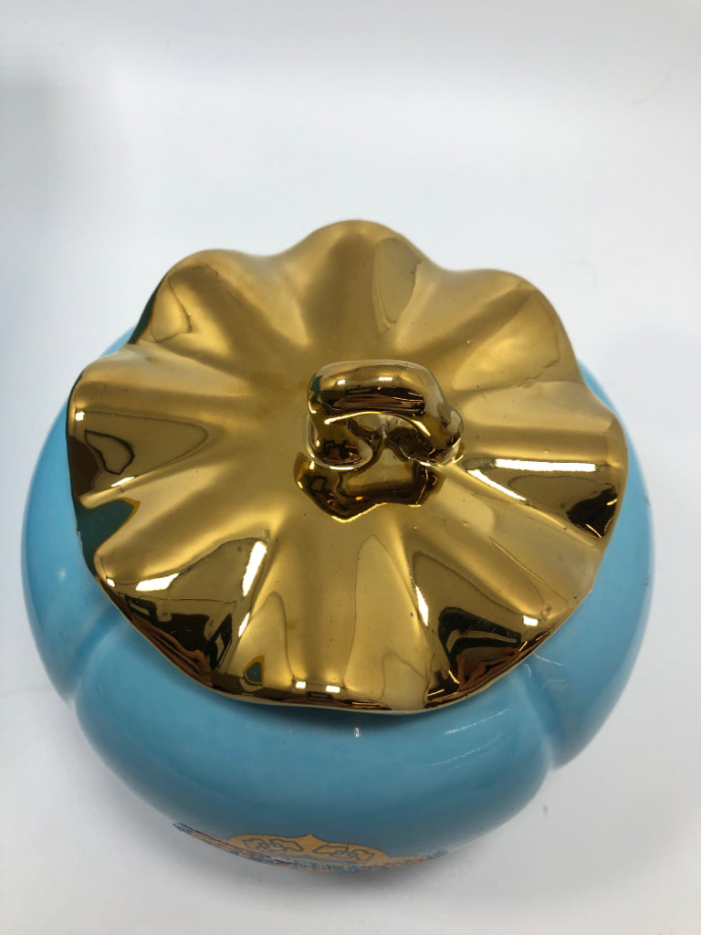 ELEGANT ASIAN-STYLE CANISTER IN BLUE BOX.