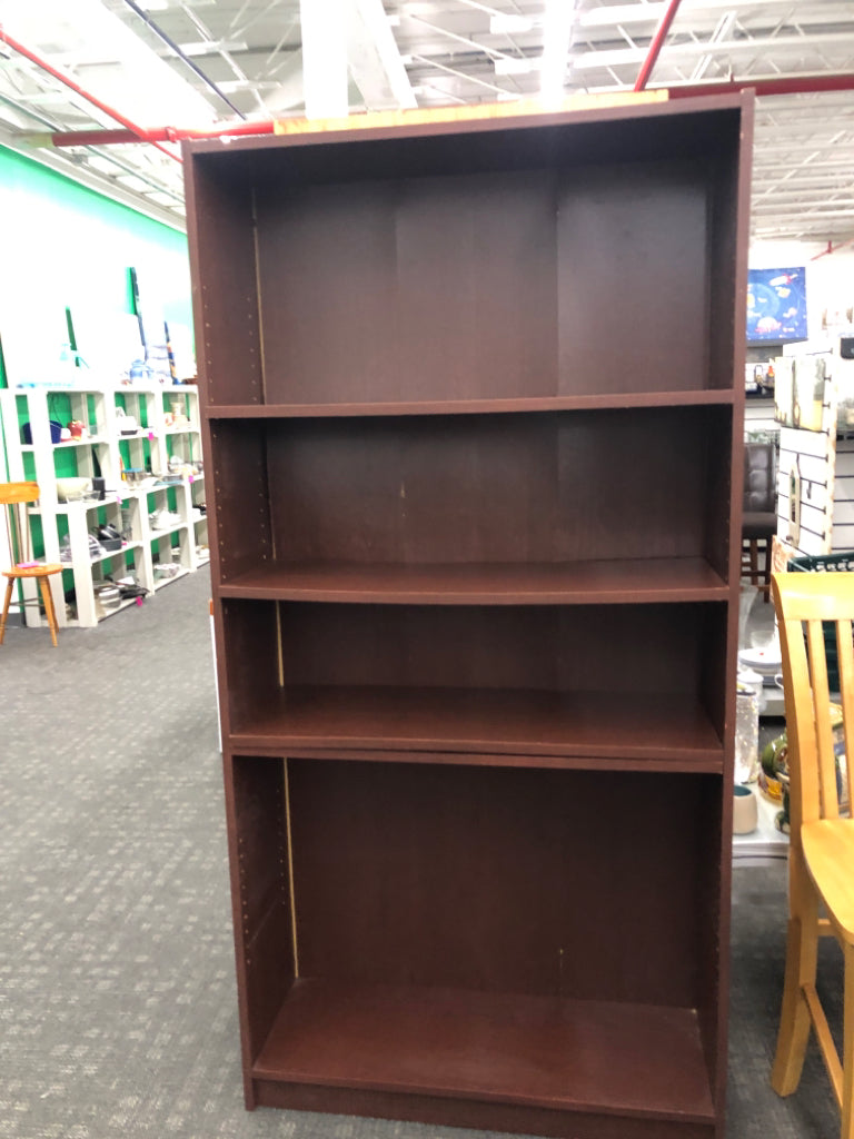 DARK WOOD GRAIN 5 SHELF BOOKCASE.