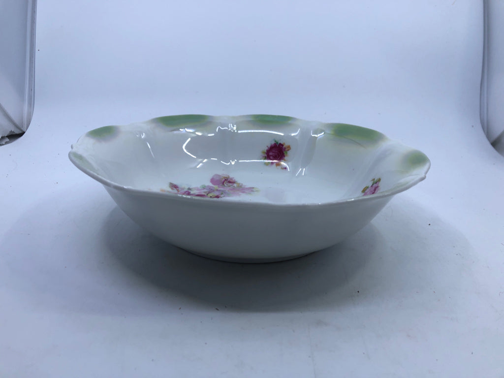 VTG PINK W GREEN ACCENT BOWL.