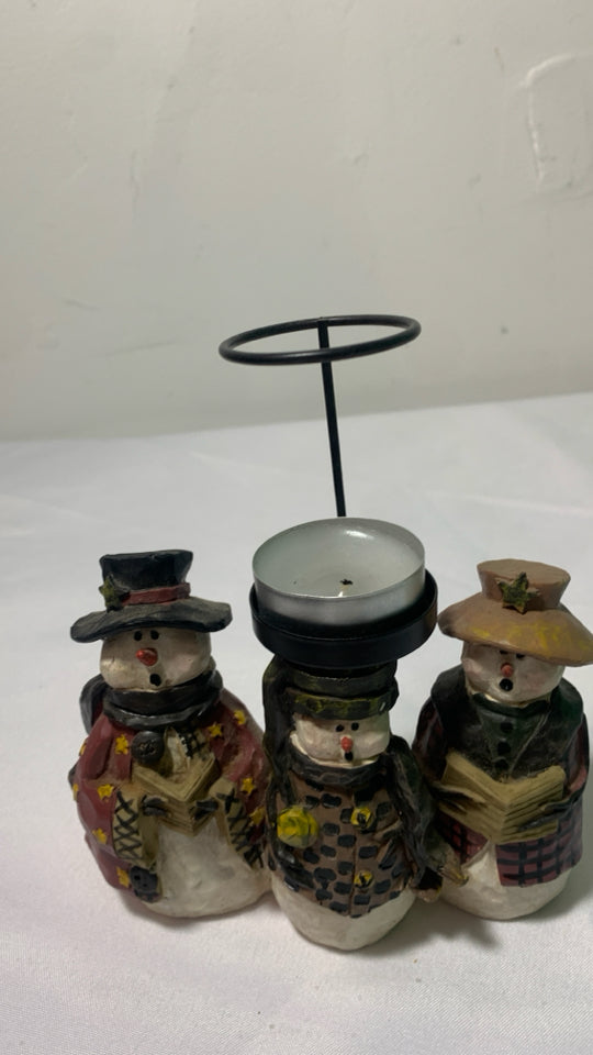 3 STACKED SNOWMAN TEA LIGHT CANDLE LAMP.