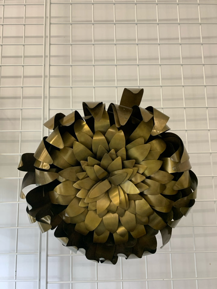 CRATE AND BARREL HALF BUDDING GOLDEN FLOWER WALL ART.