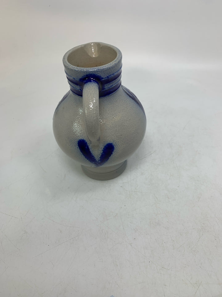 VTG REINH MERKELBACH CHECKERED SALT GLASS COBALT BLUE PITCHER.