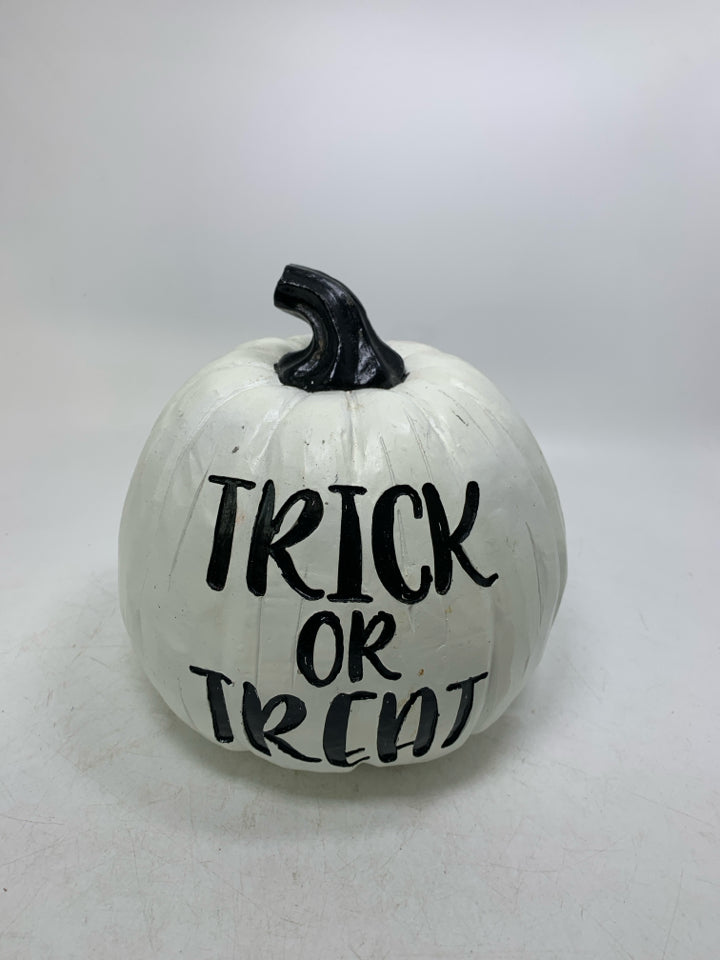 BLACK/WHITE RESIN TRICK OR TREAT PUMPKIN.