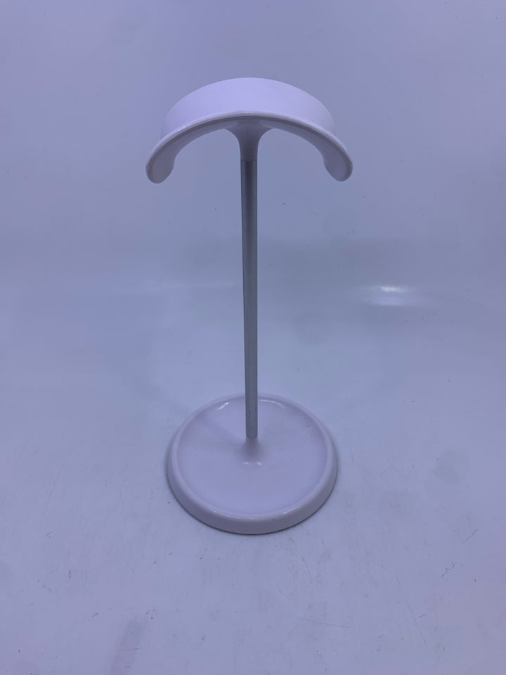 WHITE PLASTIC GAMING HEADSET HOLDER.