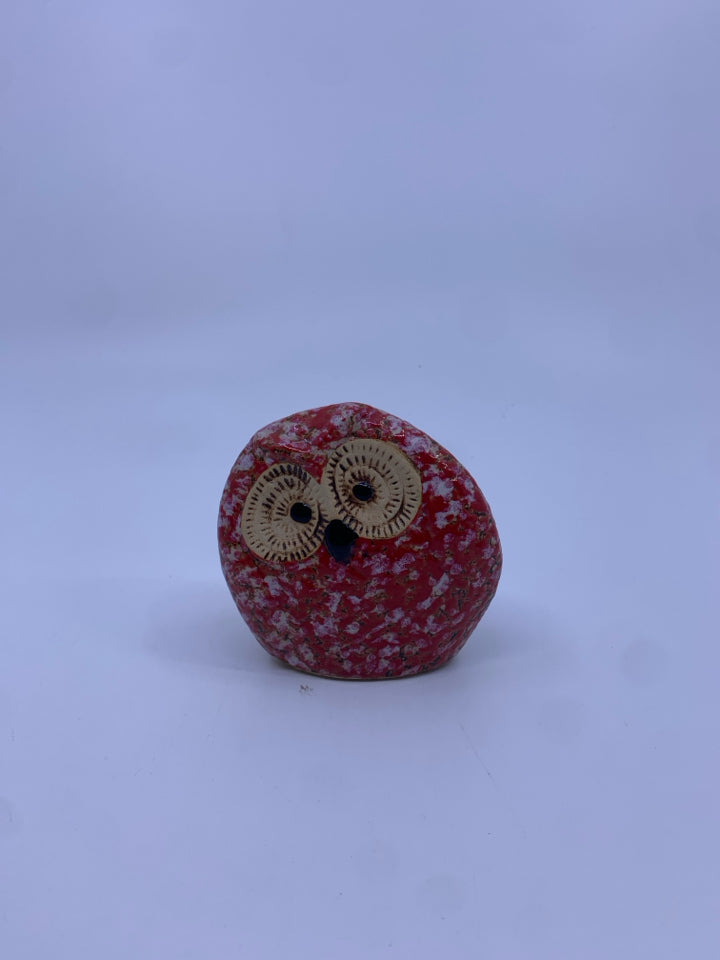 CERAMIC RED SPECKLED OWL.