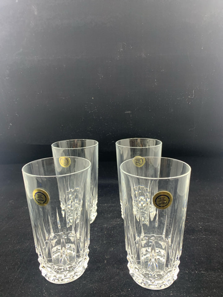 4 ONEIDA CRYSTAL WATER GLASSES.