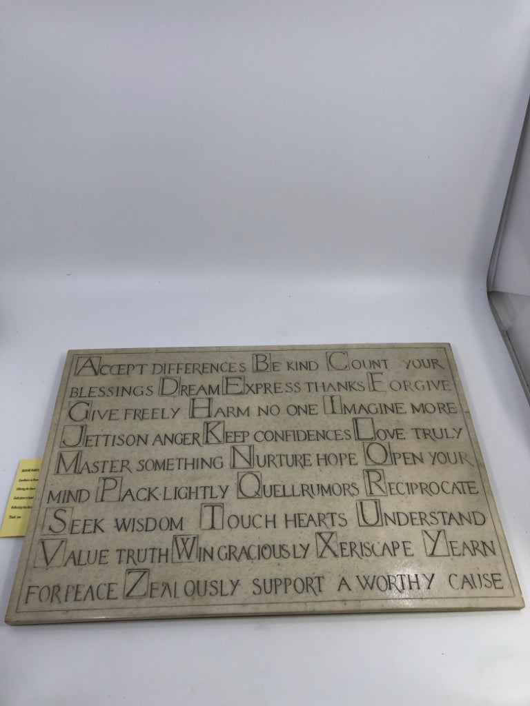 'ACCEPT DIFFERENCES' HOUSE PARTS INC MARBLE WALL HANGING.