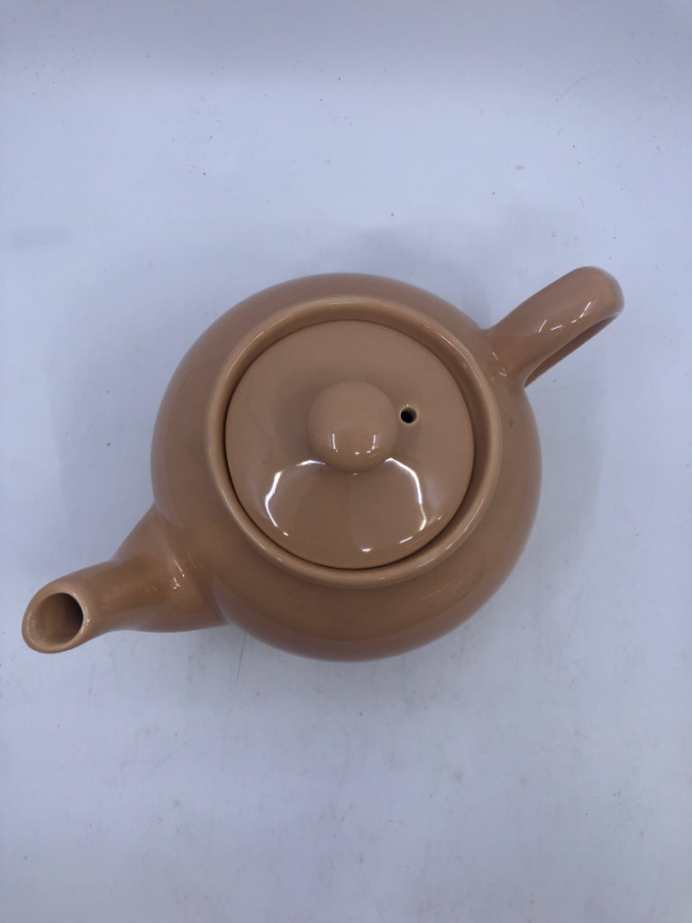 PEACH CERAMIC TEAPOT.
