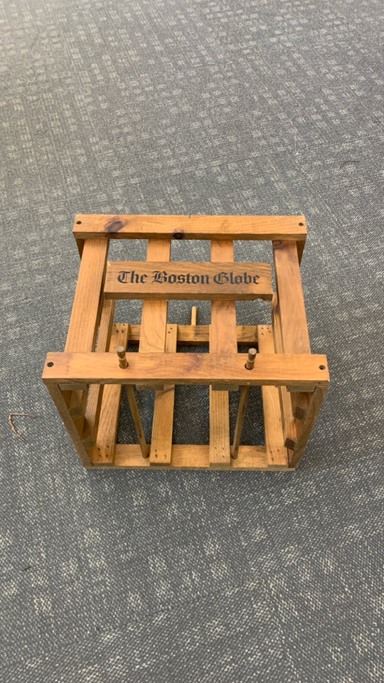 VTG-STYLE BOSTON GLOBE NEWSPAPER CRATE.
