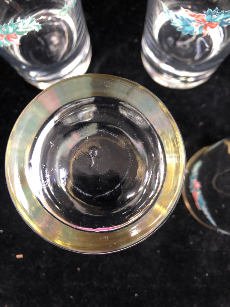 4 GARLAND WATER GLASSES W GOLD RIM.