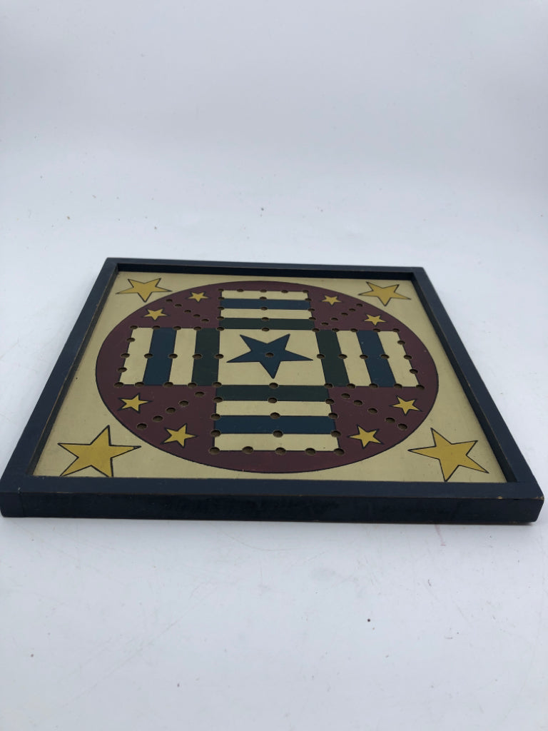 COLORFUL PATTERN DECORATIVE PRIMITIVE GAME BOARD.