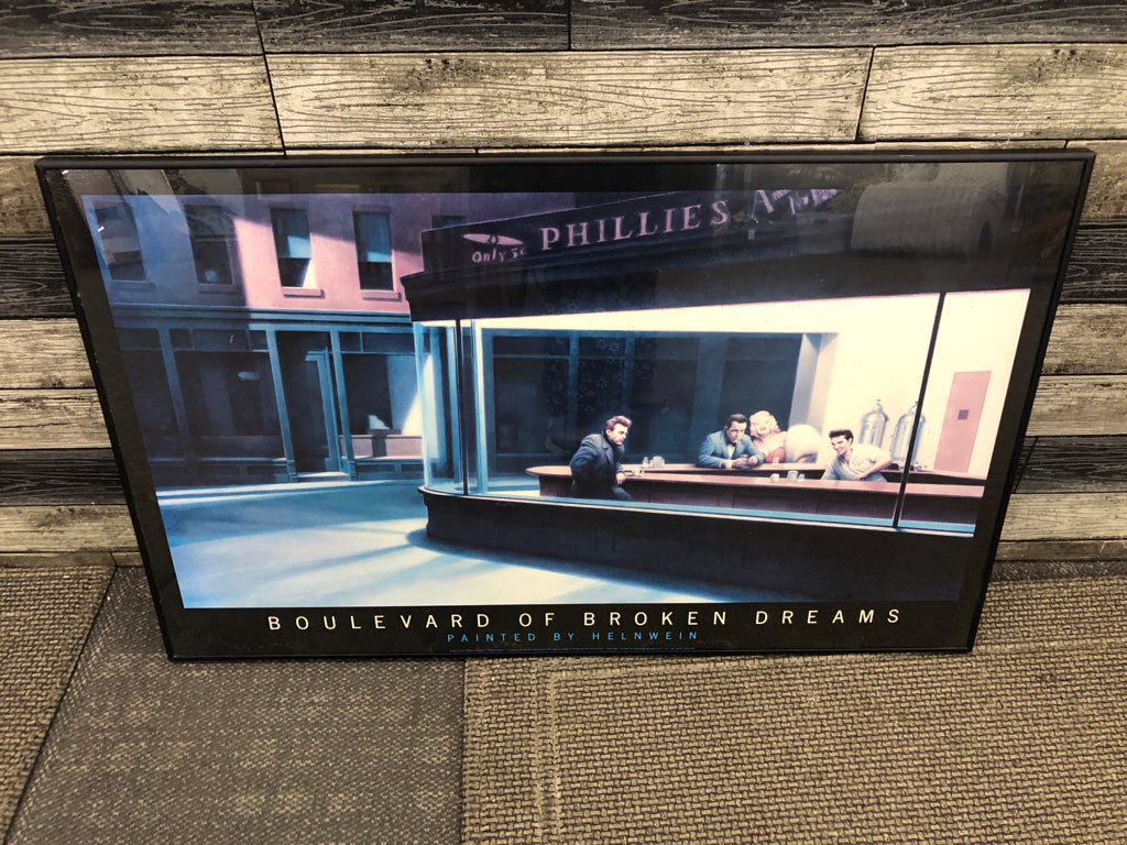 BOULEVARD OF BROKEN DREAMS PRINT IN BLACK FRAME WALL HANGING.