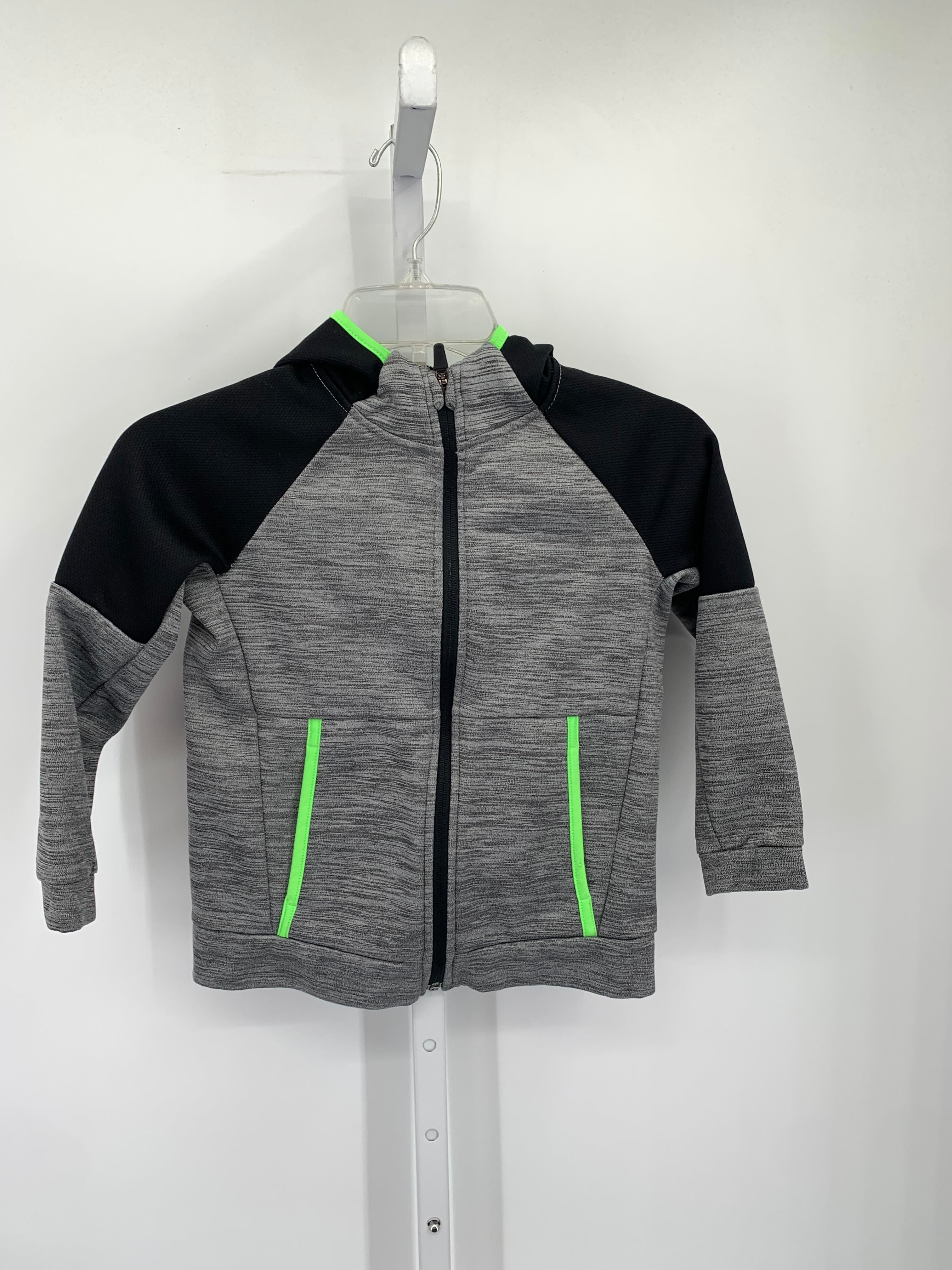 BLACK GREEN HOODED ZIP KNIT