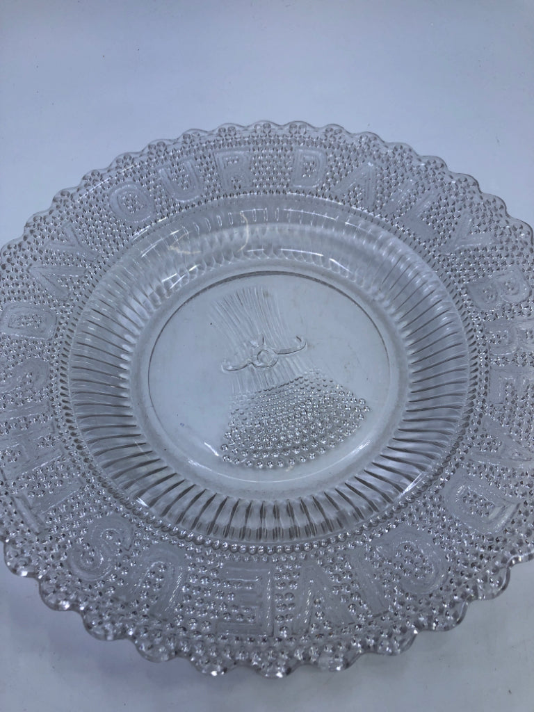 VTG "OUR DAILY BREAD" HOBNAIL PLATE.