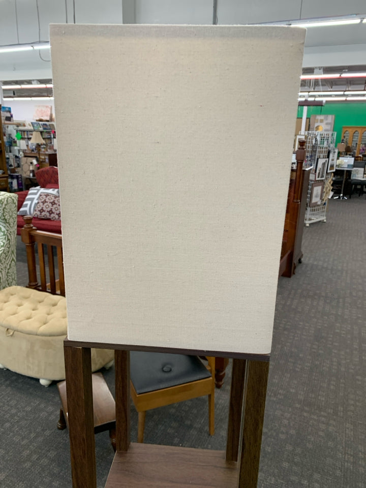 SHELF FLOOR LAMP W/CANVAS SHADE.