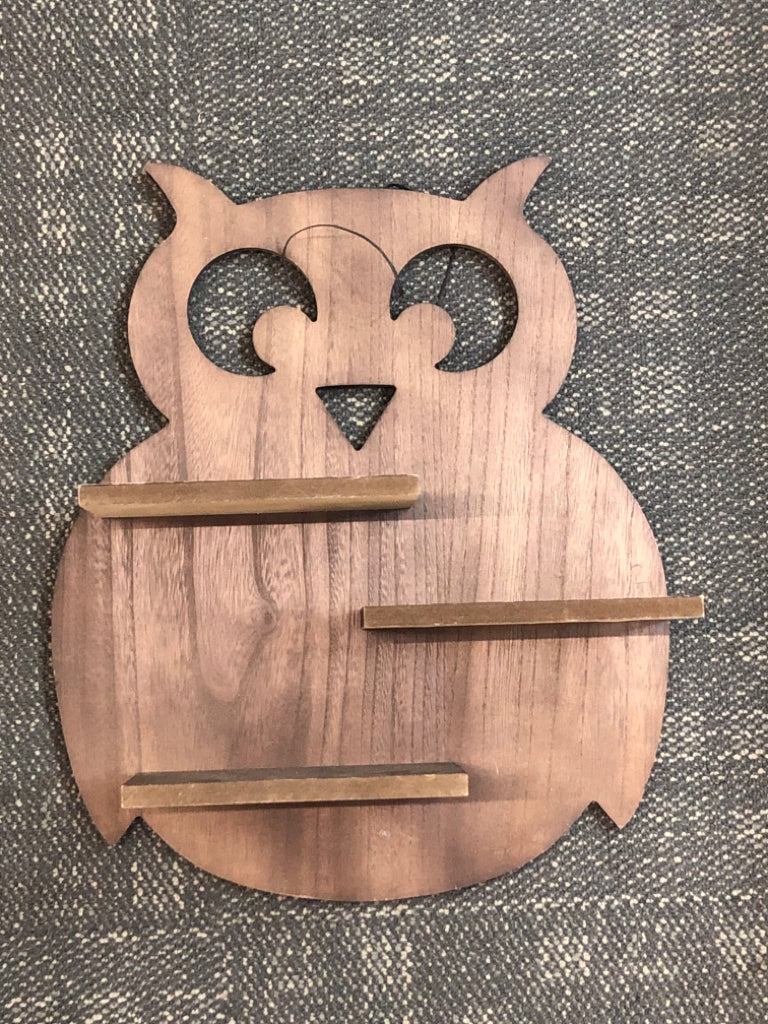 WOOD OWL WALL SHELF.