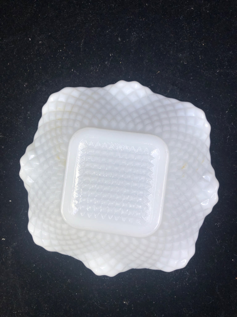 VTG DIAMOND MILK GLASS BOWL.