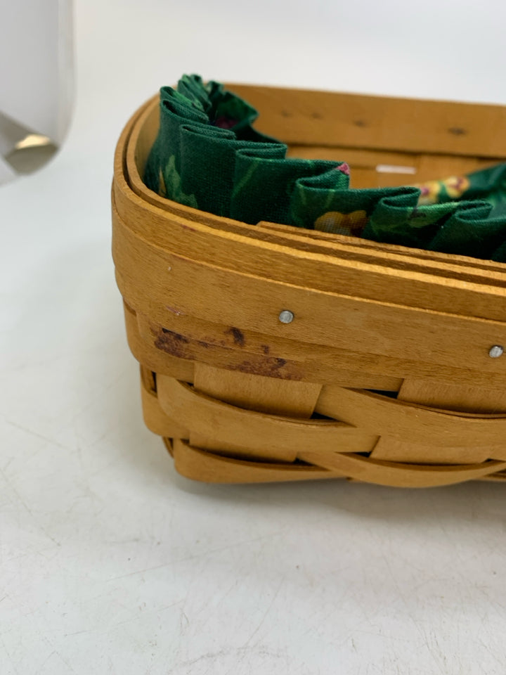 VTG BREAD BASKET W/ DARK GREEN FLORAL LINER 1998.
