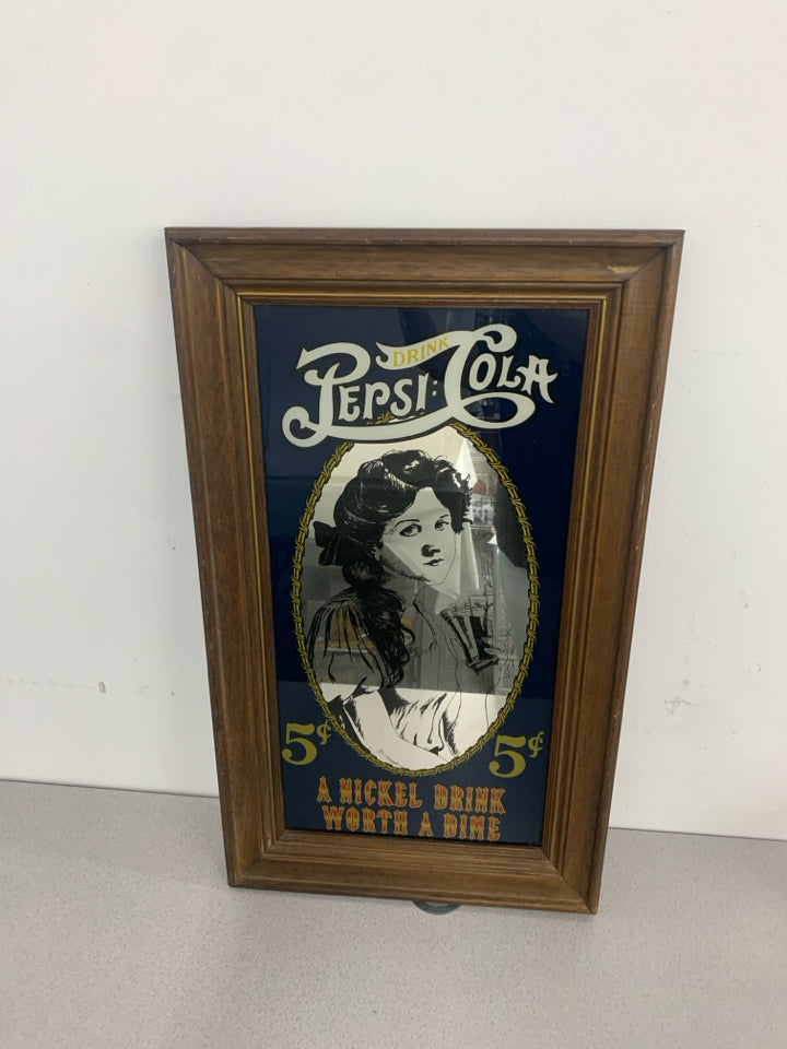 DRINK PEPSI COLA WALL HANGING W MIRROR.