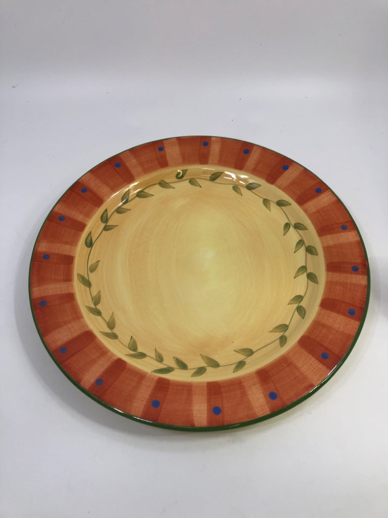 8PC NAPOLI HAND PAINTED DINNER PLATES.