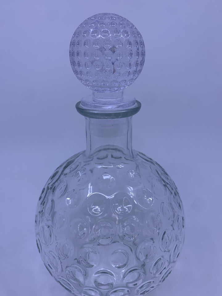 CIRCLE CLEAR GLASS DECANTER W/ CIRCLES.