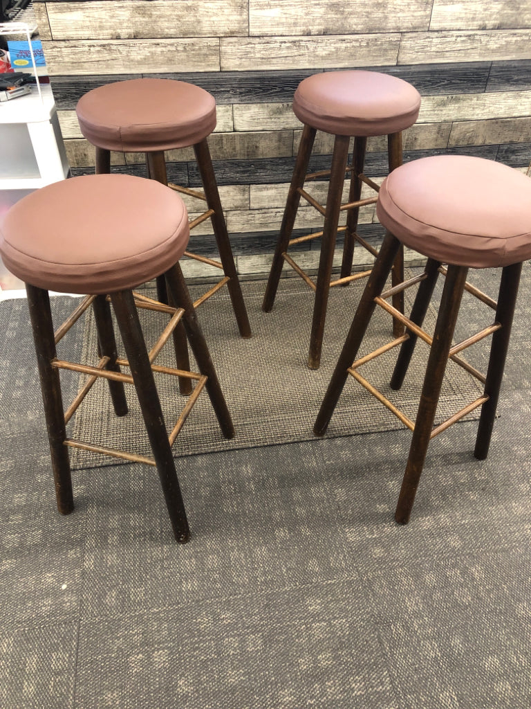 4 FAUX LEATHER BAR STOOLS.