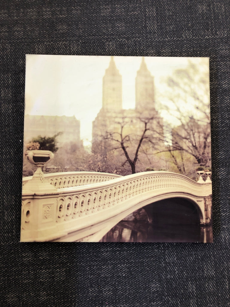 SEPIA BRIDGE CANVAS PHOTOGRAPH.