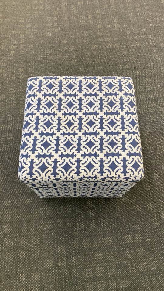 BLUE STORAGE OTTOMAN.