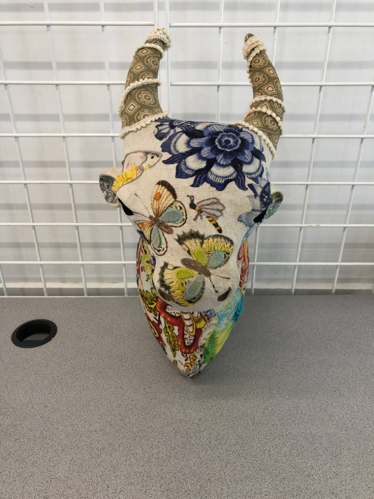 EMBROIDERED BOHO BULL FABRIC HEAD.