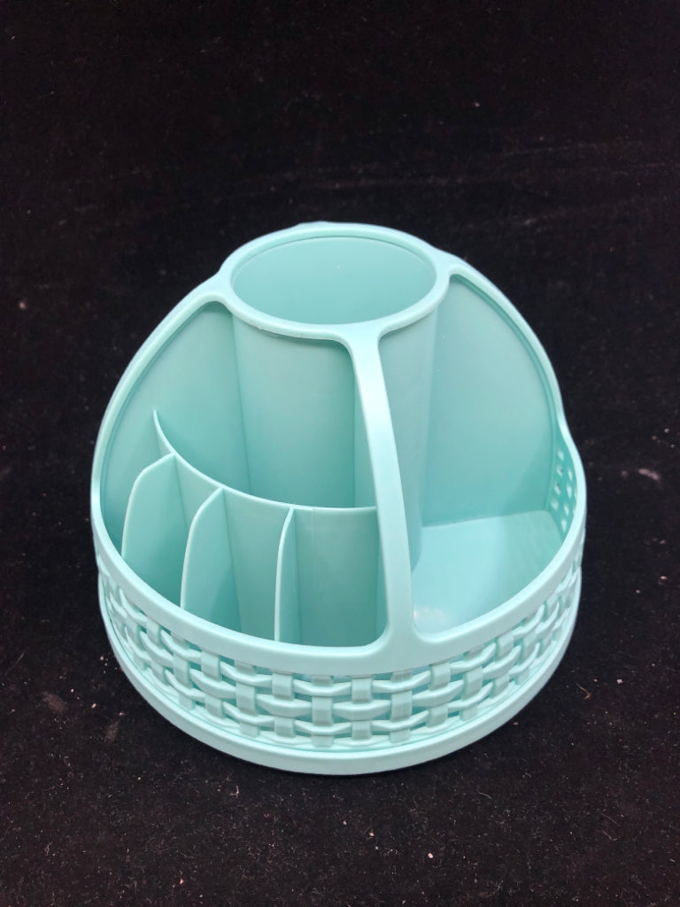 TEAL SPINNING DESK ORGANIZER.