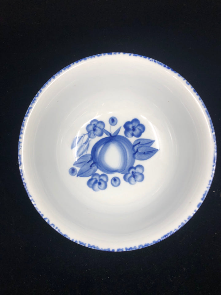 BLUE AND WHITE FRUIT BOWL.