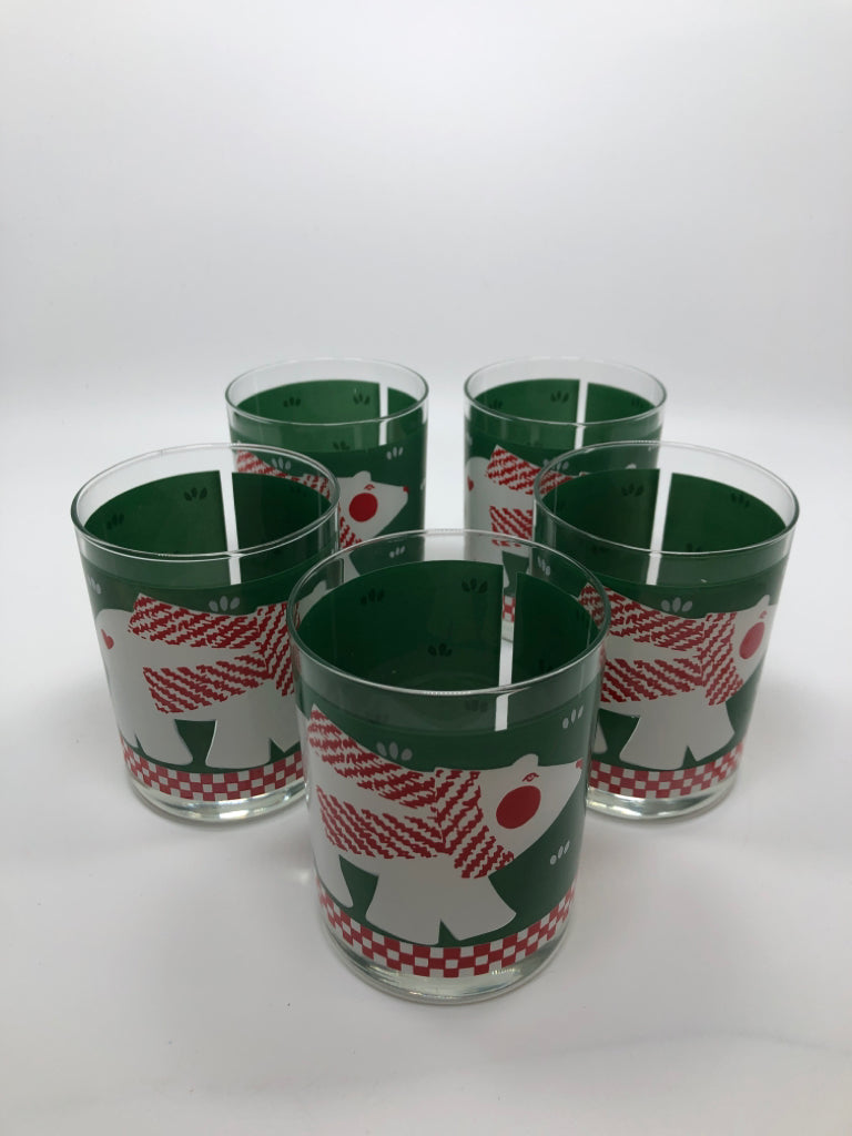 5 VTG MODERN POLAR BEAR GLASSES.