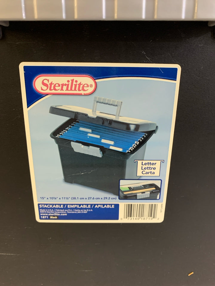 STERILITE BLACK PLASTIC FILE STORAGE BOX.
