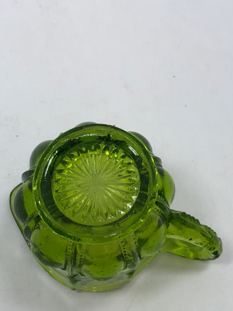 VTG GREEN DEPRESSION GLASS CREAMER.