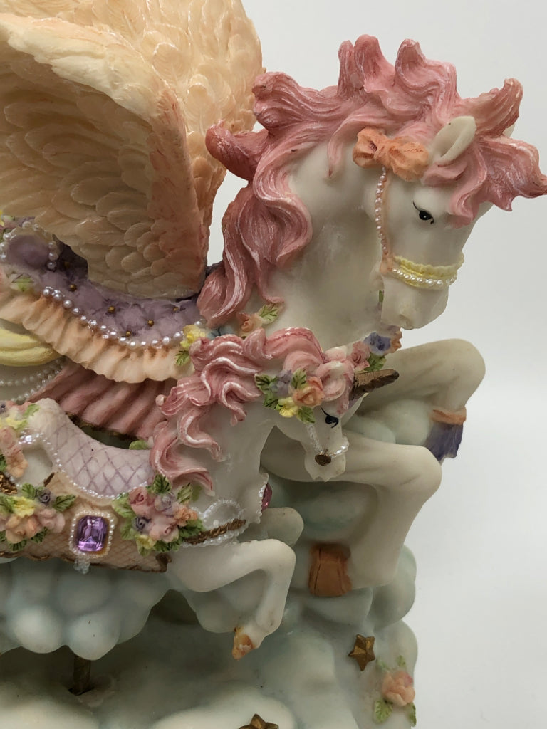 UNICORN/PEGASUS CERAMIC MUSIC BOX.