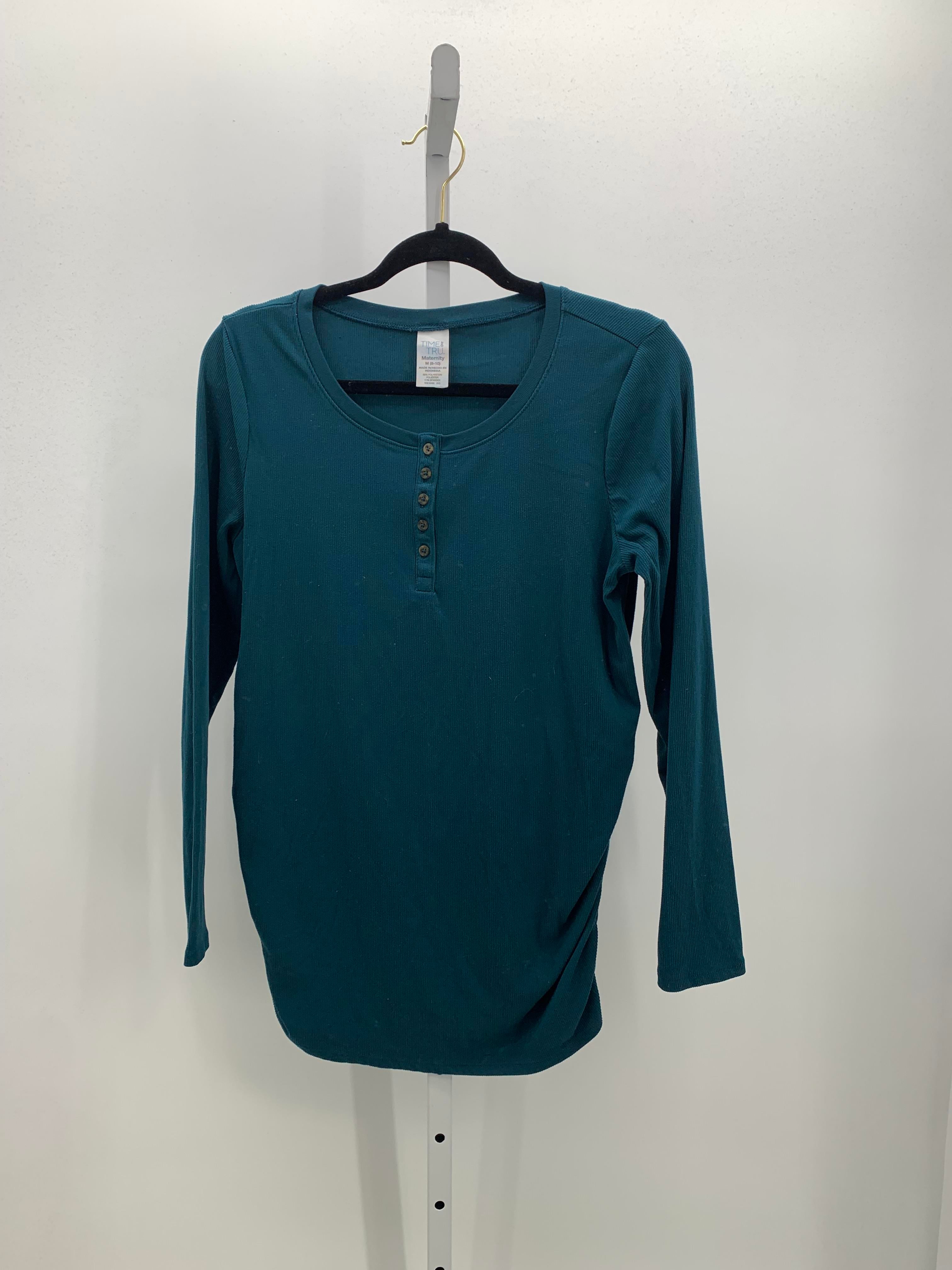 Time and Tru Teal Size Medium Maternity Long Sleeve Shirt