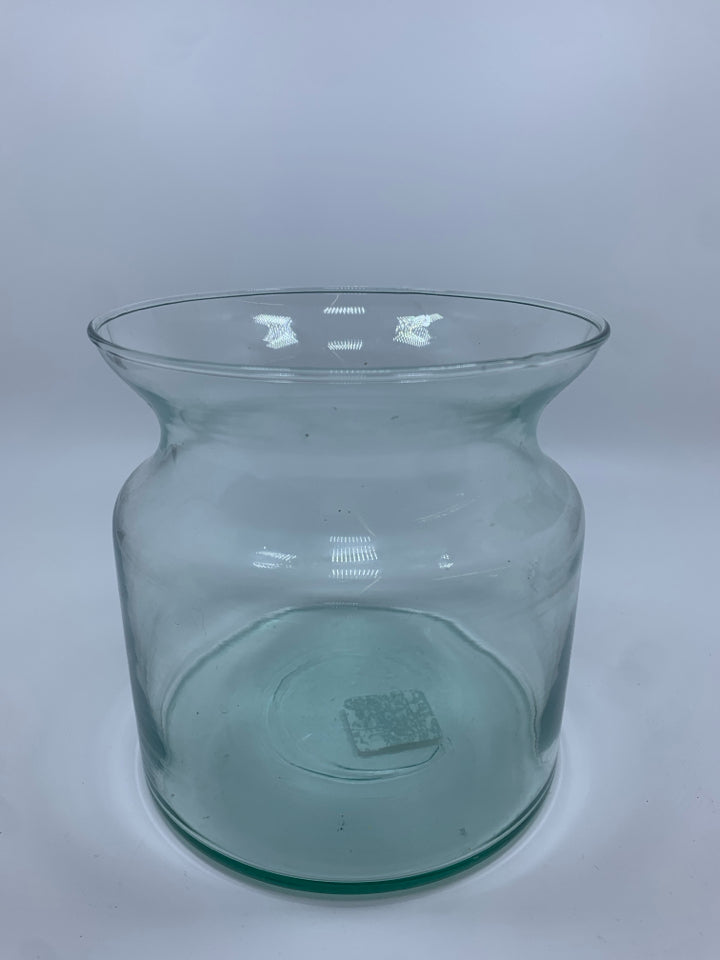 SM GREEN-TINTED GLASS SPANISH VASE.