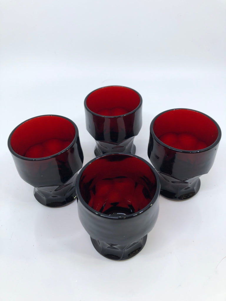 4 VTG CRANBERRY GLASS TUMBLERS-CAPE COD.