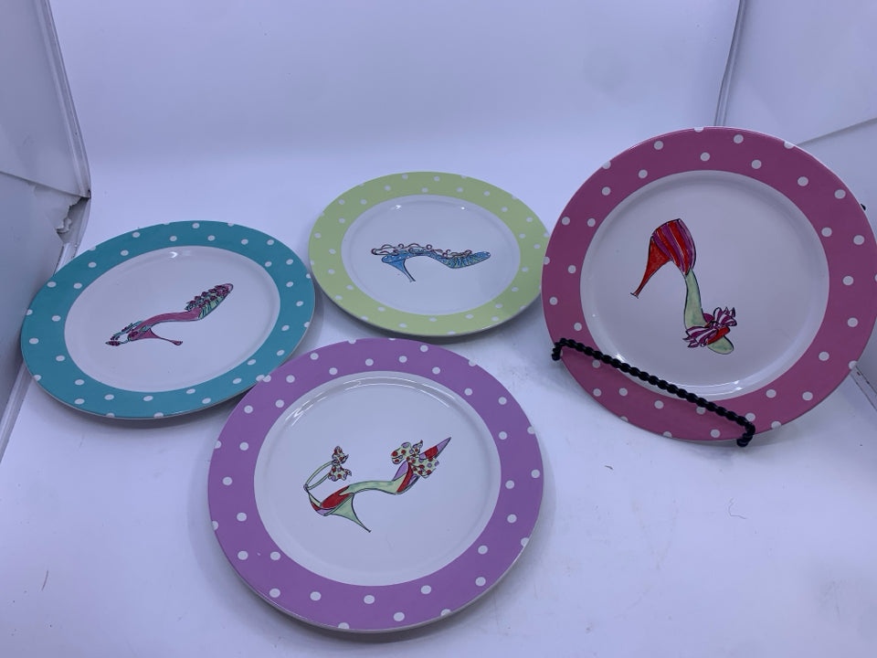 4 HIGH HEEL SHOES SALAD PLATES.