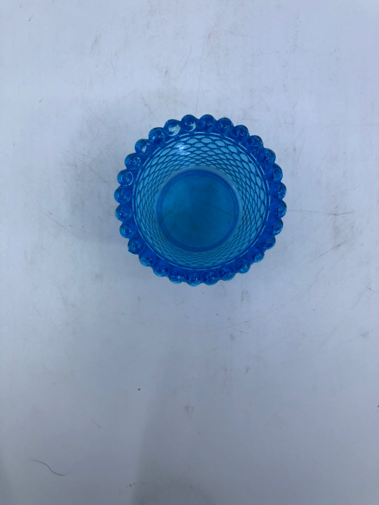 HOBNAIL GLASS TOOTHPICK HOLDER BLUE.