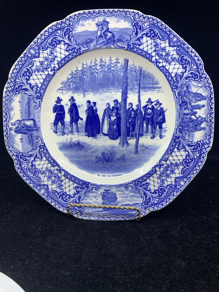 VTG BLUE AND WHITE GOING TO CHURCH PLATE.