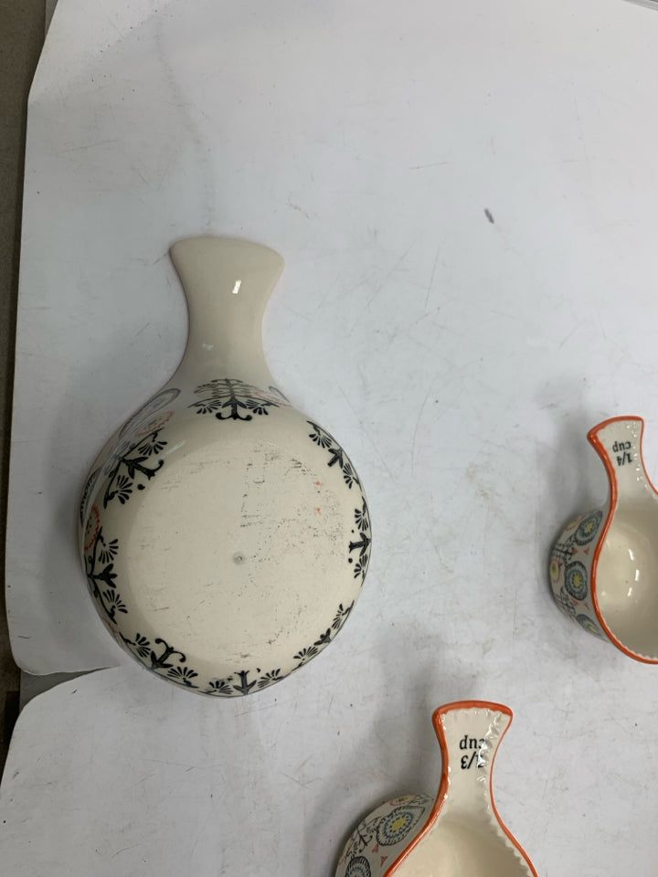 4PC CERAMIC FOLK ART DESIGN CUPS
