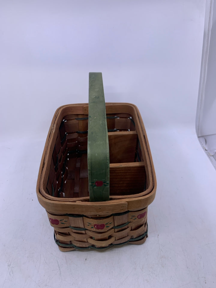 DARK WOVEN APPLE PRINTED DIVIDED BASKET.