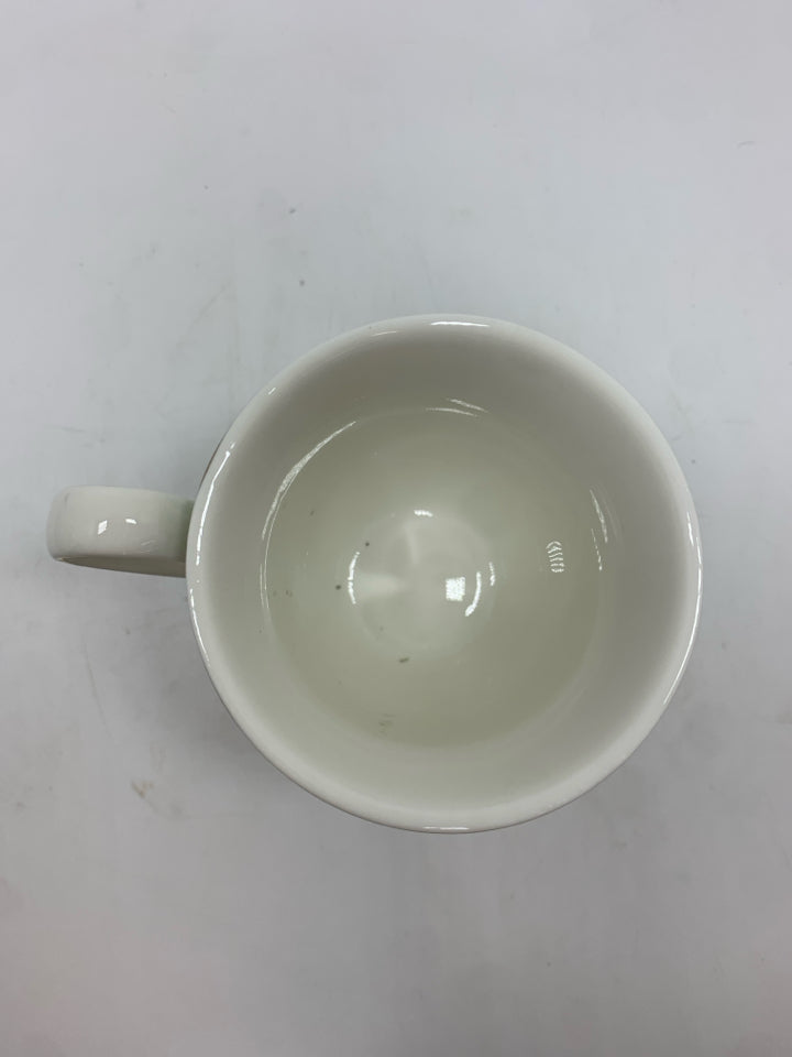 4 GREEN FLORAL MONTEREY BAY MUGS.
