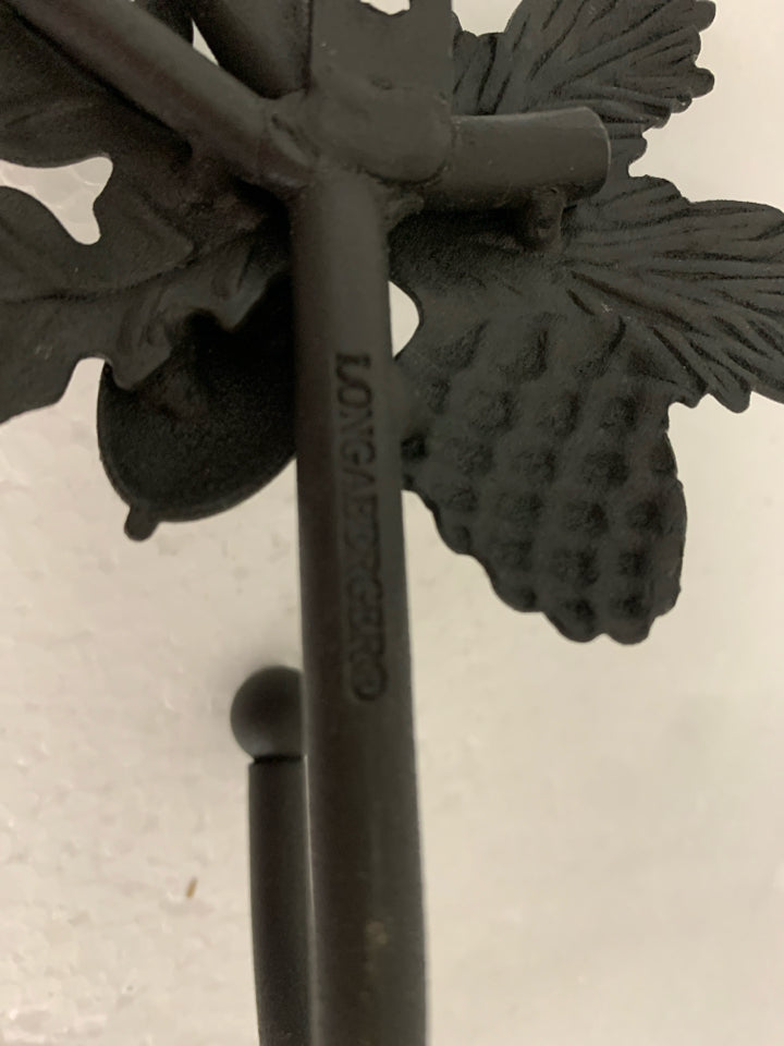 METAL WALL HOOK EMBOSSED LEAVES/ACORNS LONGABERGER.